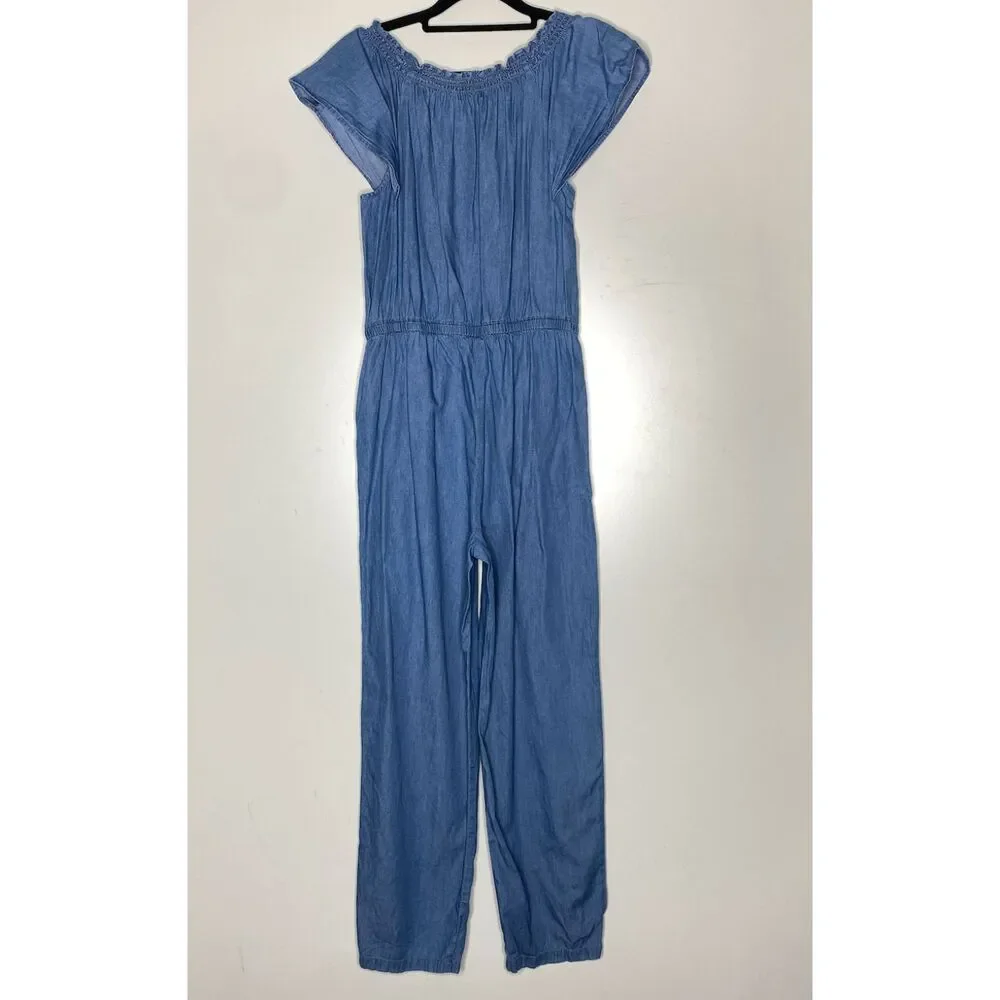 Old Navy Flutter-Sleeve Chambray Jumpsuit Girl's Size 14 Plus